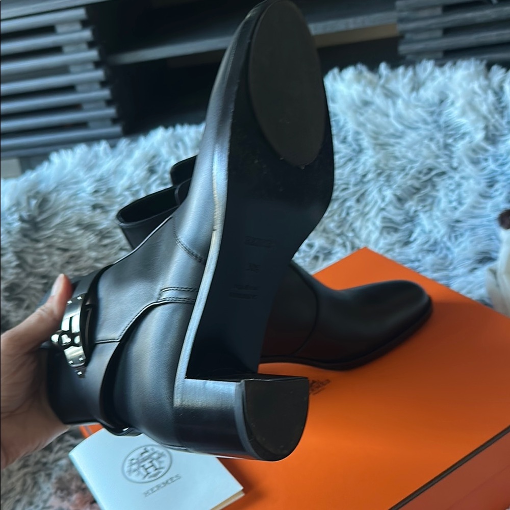 Hermès Black Leather Ankle Boots - Picture 9 of 9